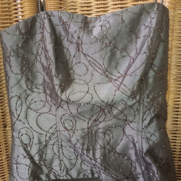Cachet 2pc Lg Formal Dress Crop Jacket Sage Green Embroider Rhinestones Sz 8/36 - Picture 6 of 16